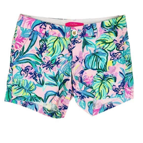 Lilly Pulitzer Stretchy Multicolor Floral Topical Printed Short 00 - Picture 1 of 10